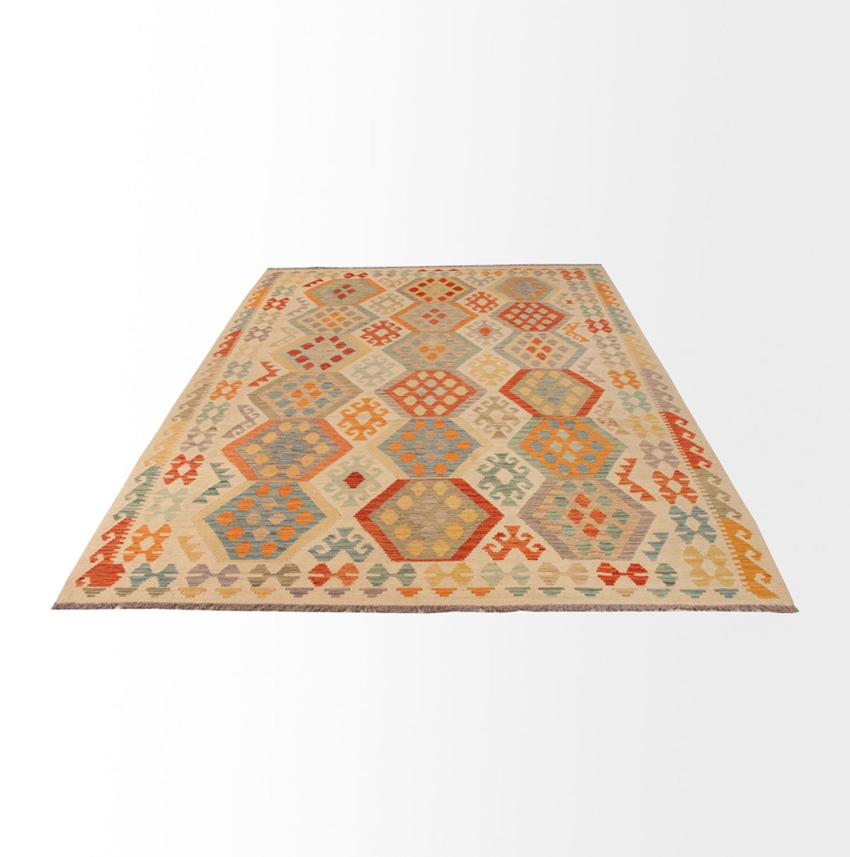 Tapis Kelim - Splash - 310 x 193 cm - multicolore