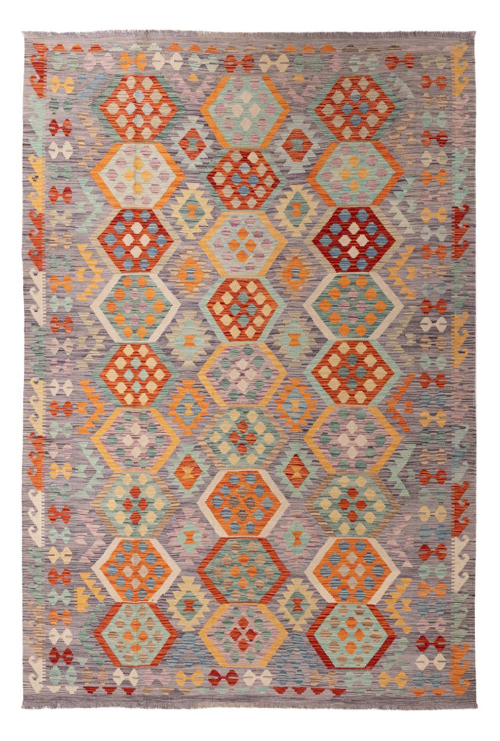 Tapis Kelim - Splash - 296 x 200 cm - multicolore