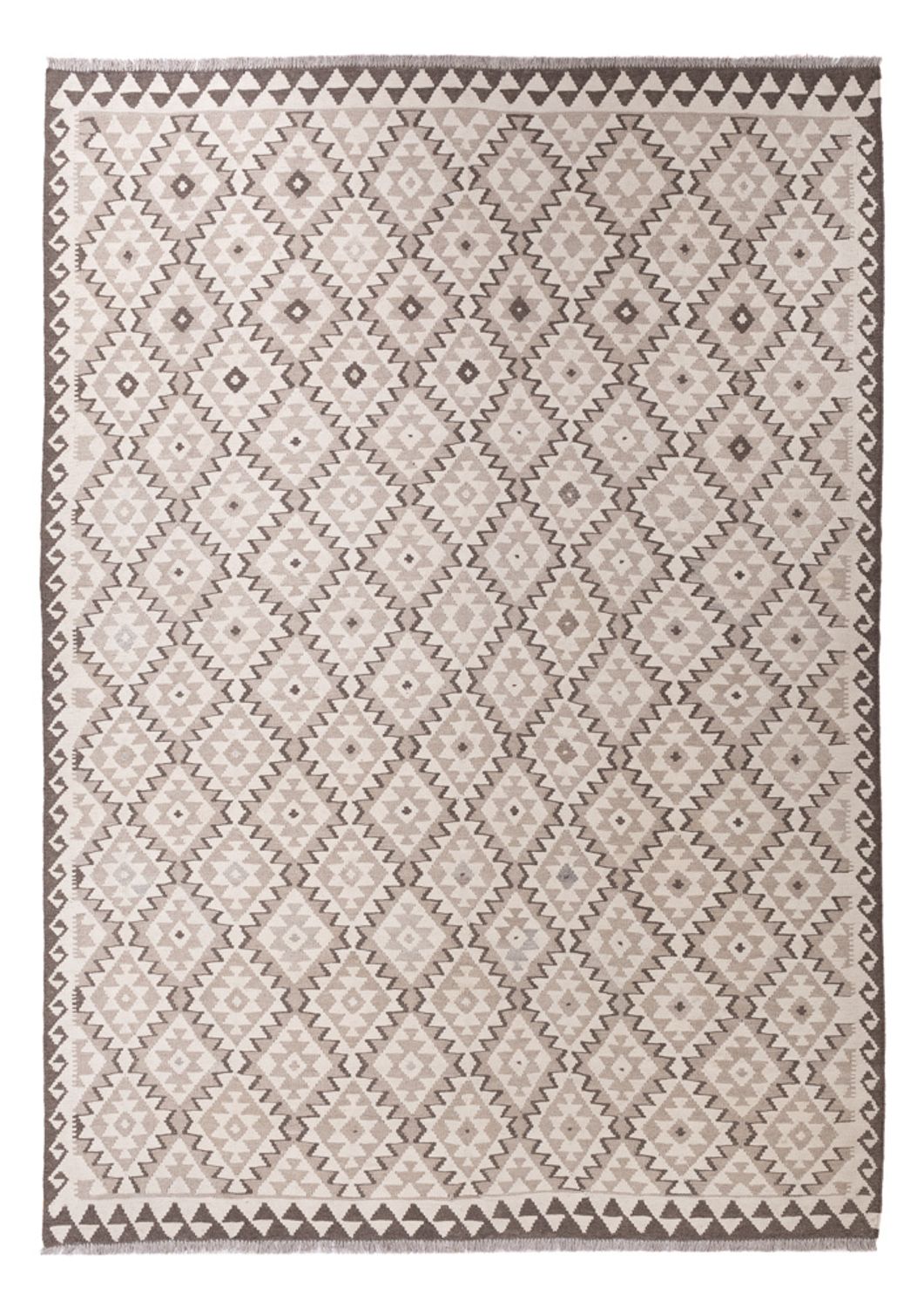 Tapis Kelim - Splash - 291 x 208 cm - gris clair