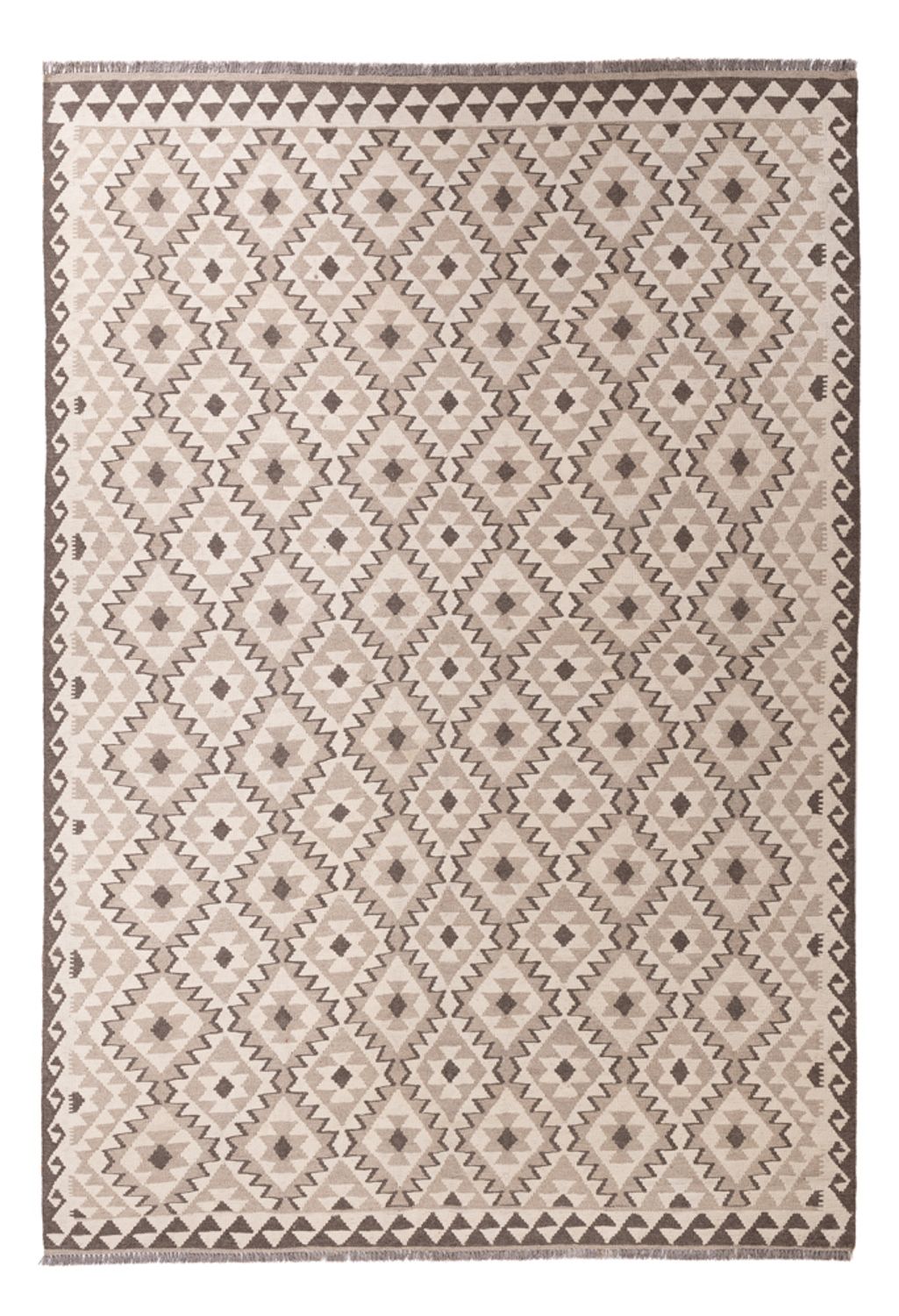 Tapis Kelim - Splash - 290 x 202 cm - gris clair
