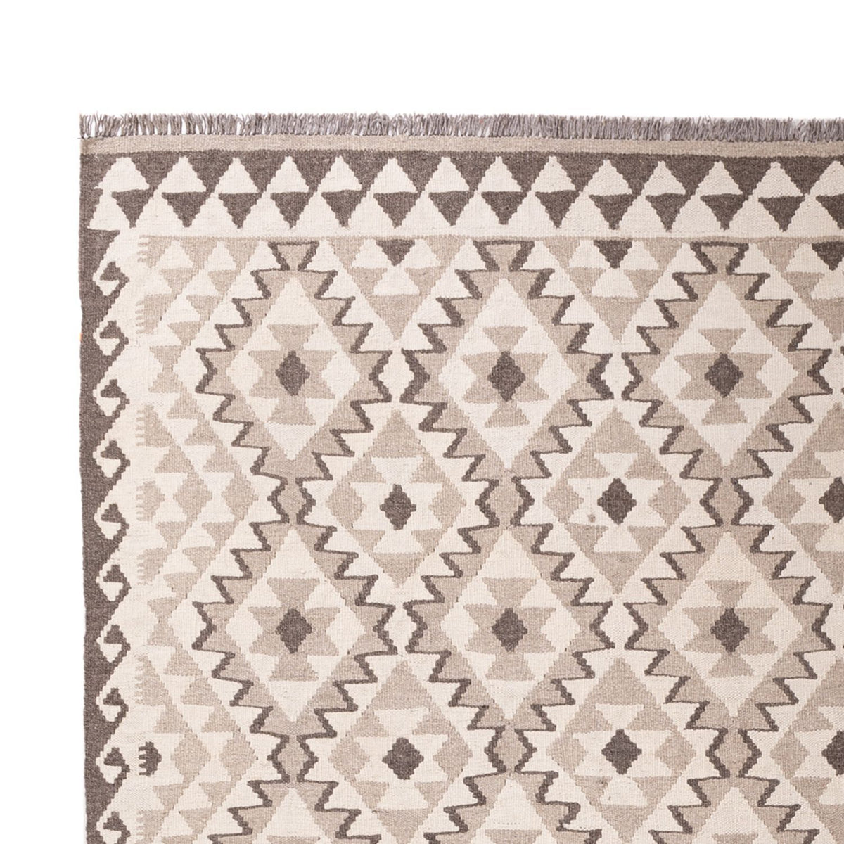 Tapis Kelim - Splash - 290 x 202 cm - gris clair