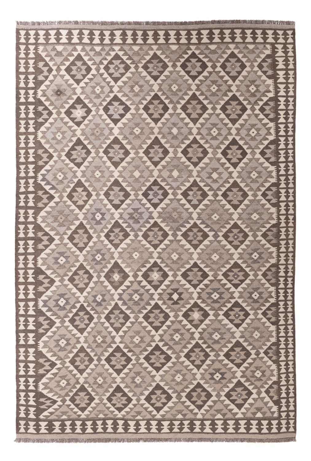 Tapis Kelim - Splash - 293 x 198 cm - gris clair