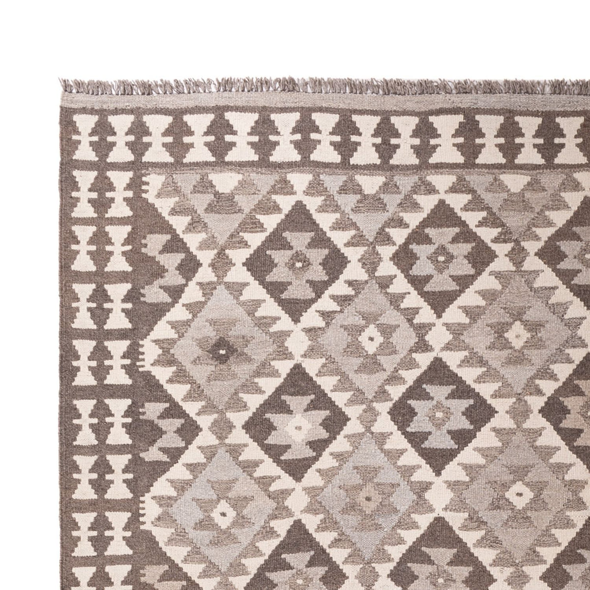 Tapis Kelim - Splash - 293 x 198 cm - gris clair