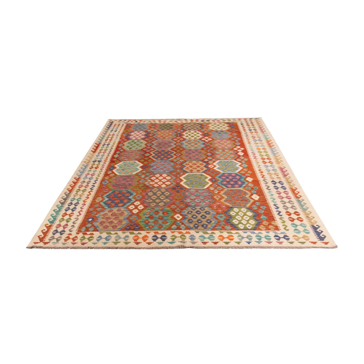 Tapis Kelim - Splash - 292 x 214 cm - multicolore