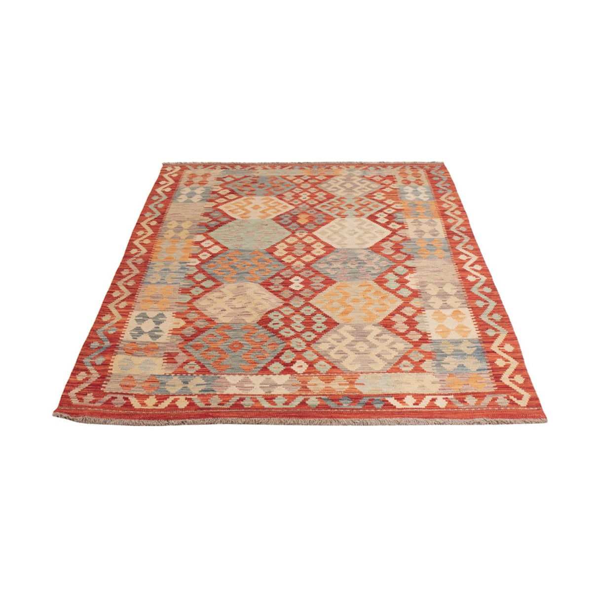 Tapis Kelim - Splash - 201 x 127 cm - multicolore