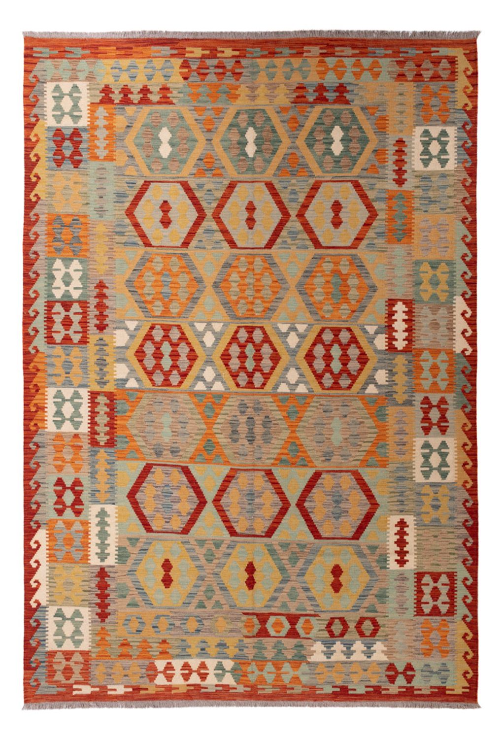 Tapis Kelim - Splash - 294 x 202 cm - multicolore