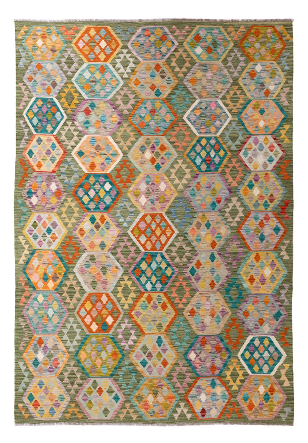 Tapis Kelim - Splash - 299 x 200 cm - multicolore