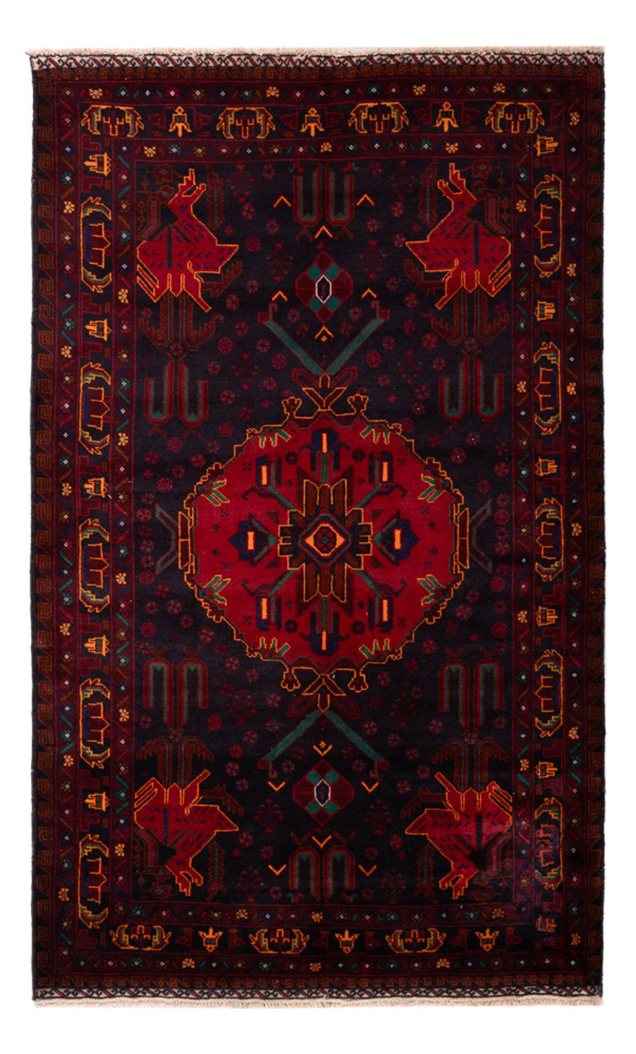 Tapis Belutsch - 207 x 127 cm - rouge foncé