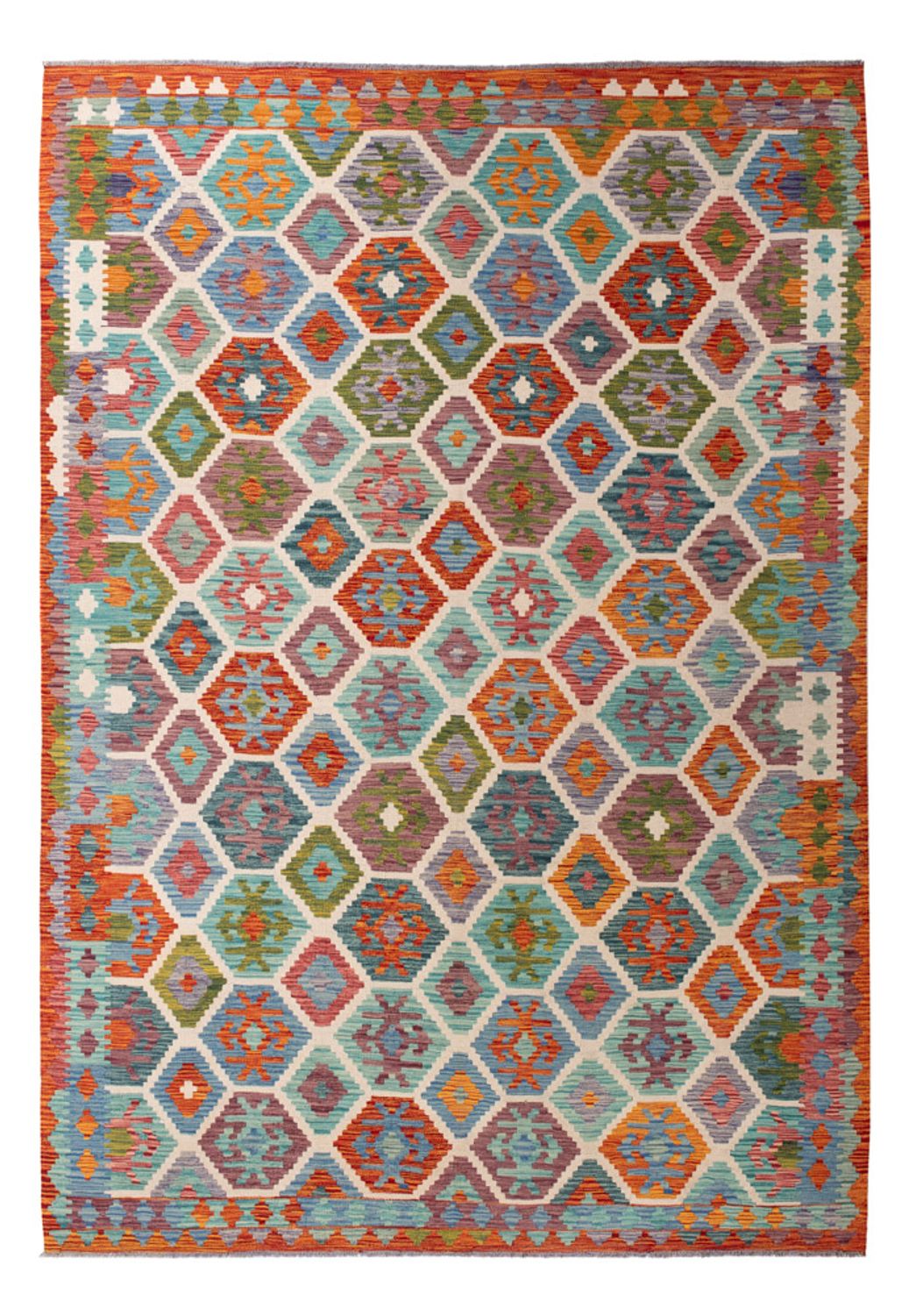 Tapis Kelim - Splash - 296 x 204 cm - multicolore