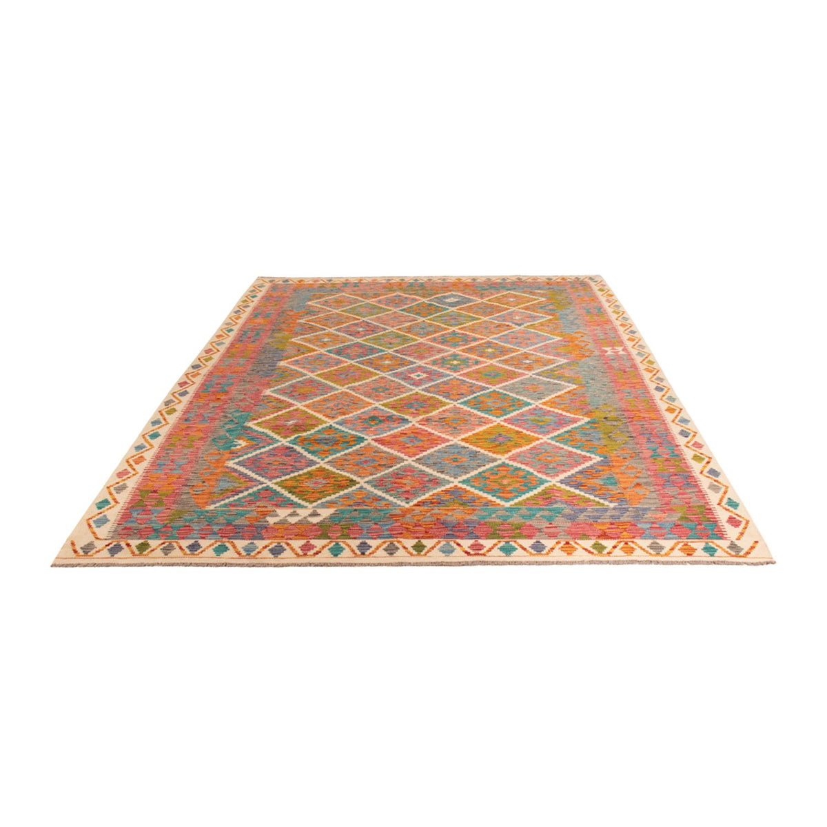 Tapis Kelim - Splash - 290 x 200 cm - multicolore