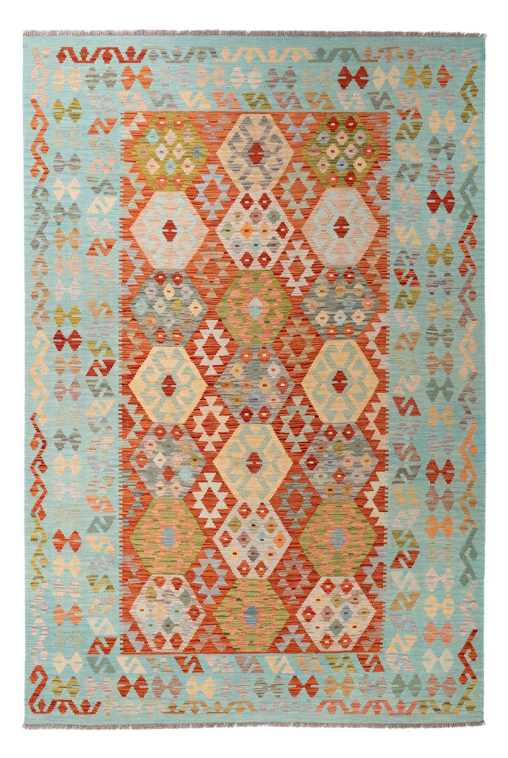 Tapis Kelim - Splash - 305 x 195 cm - multicolore