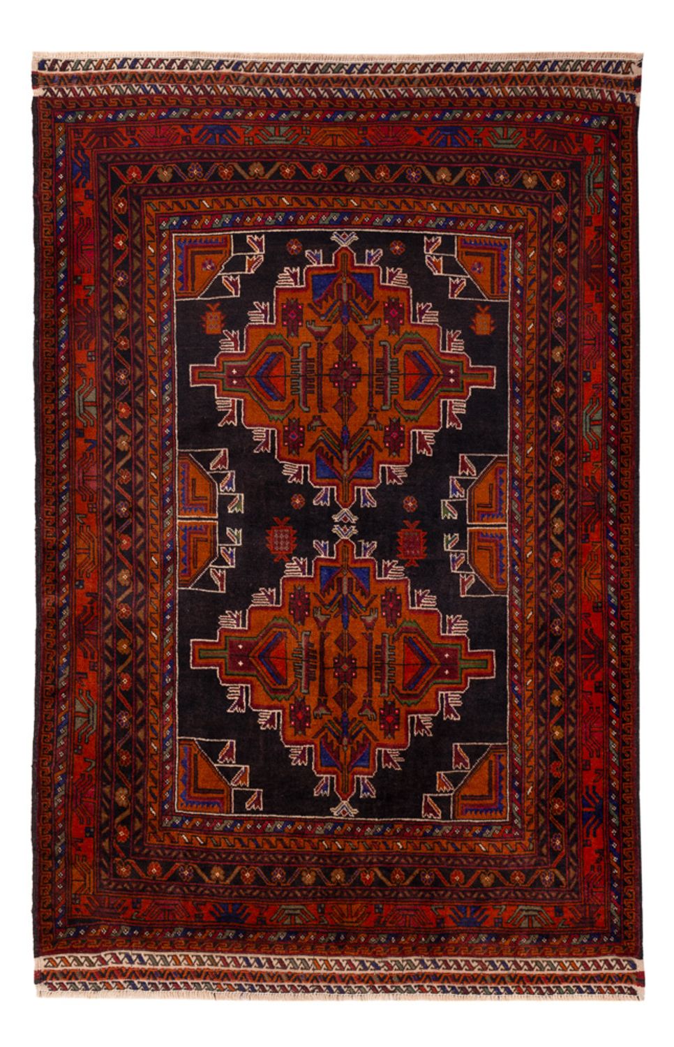 Tapis Belutsch - 193 x 130 cm - rouge foncé