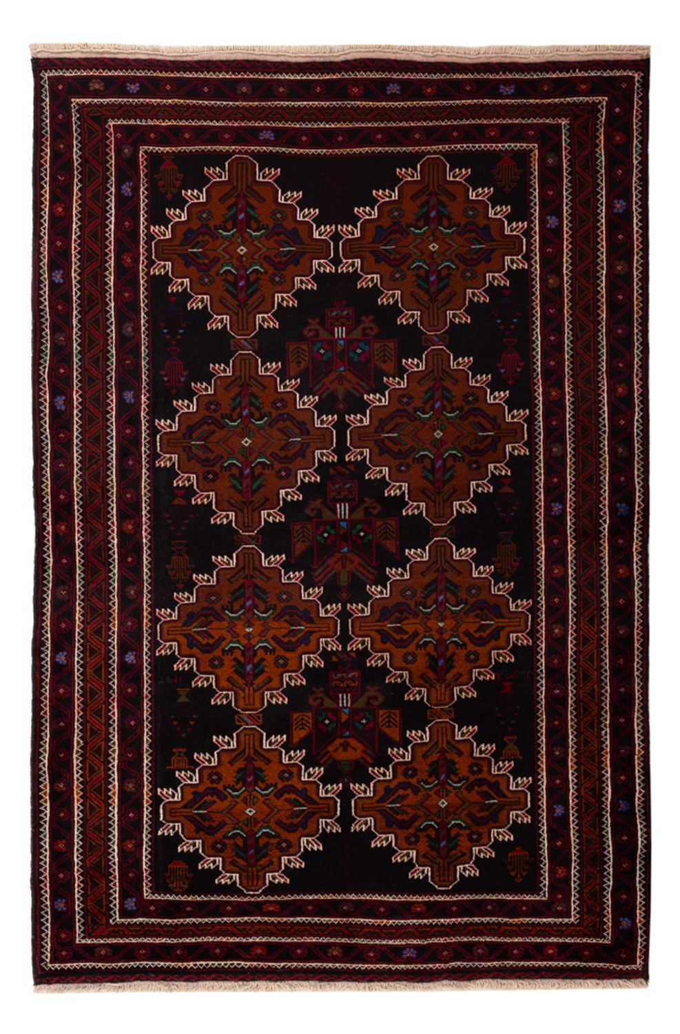 Tapis Belutsch - 192 x 127 cm - rouge foncé