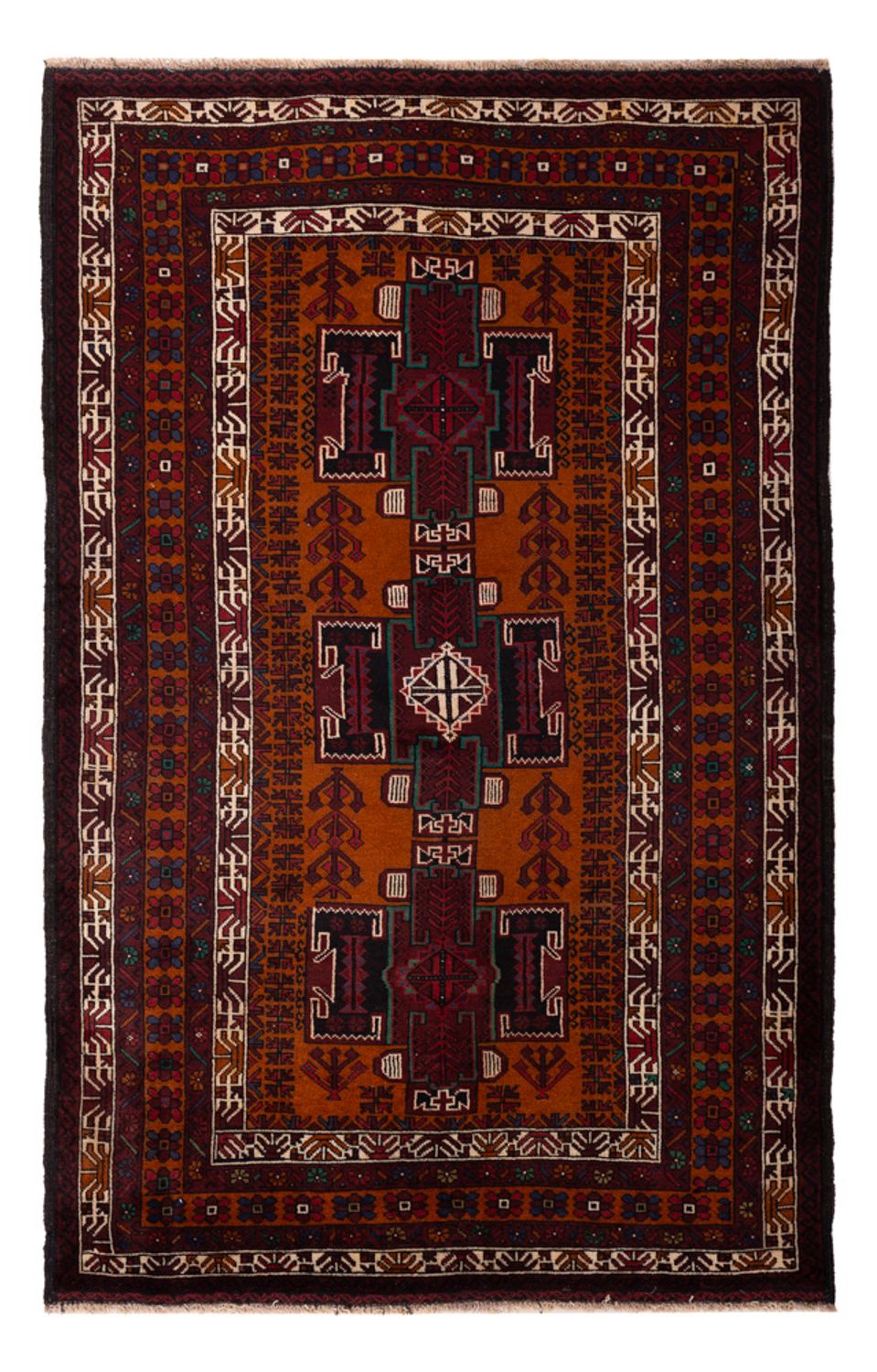 Tapis Belutsch - 198 x 123 cm - rouge foncé