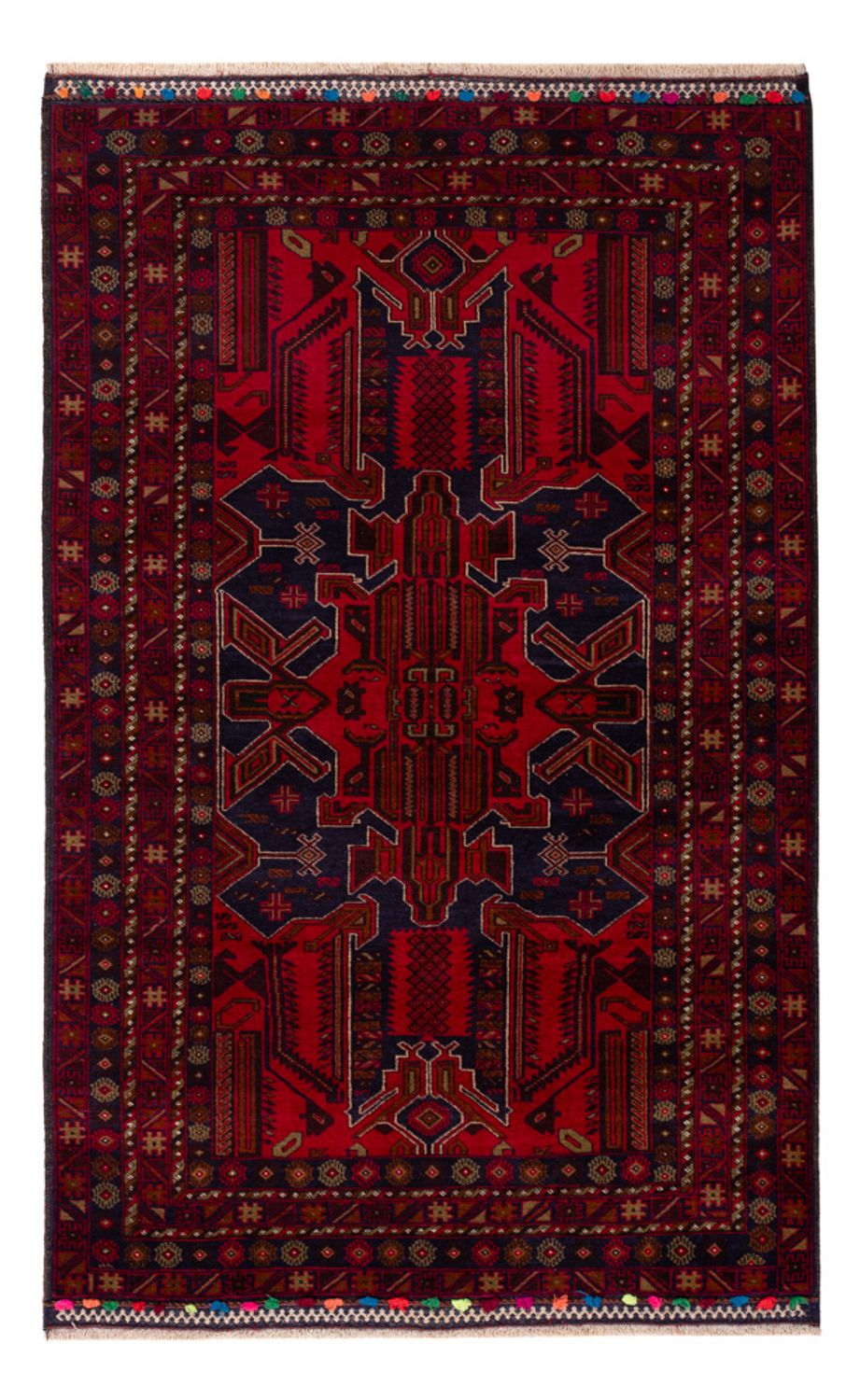 Tapis Belutsch - 184 x 116 cm - rouge foncé