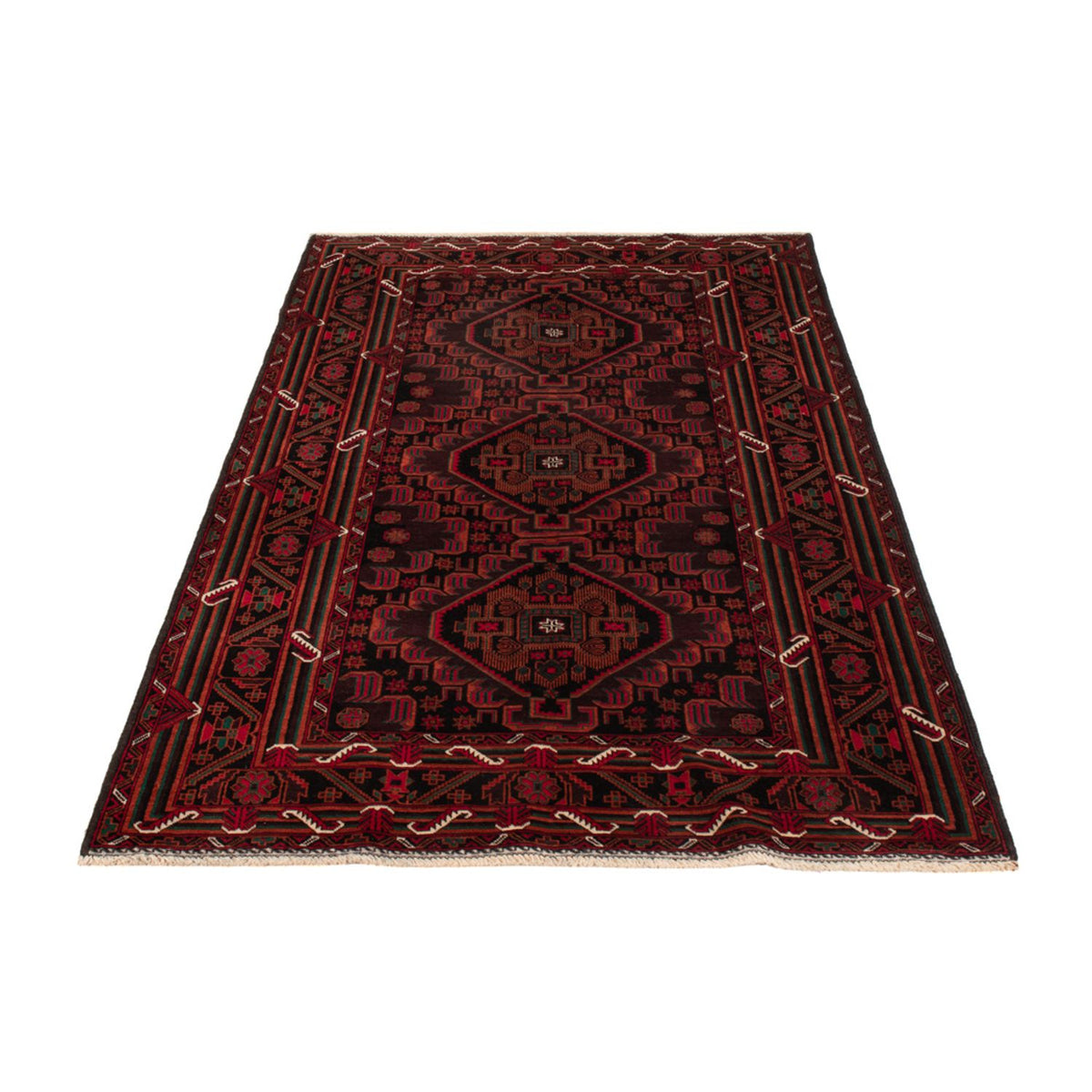 Tapis Belutsch - 206 x 117 cm - rouge foncé