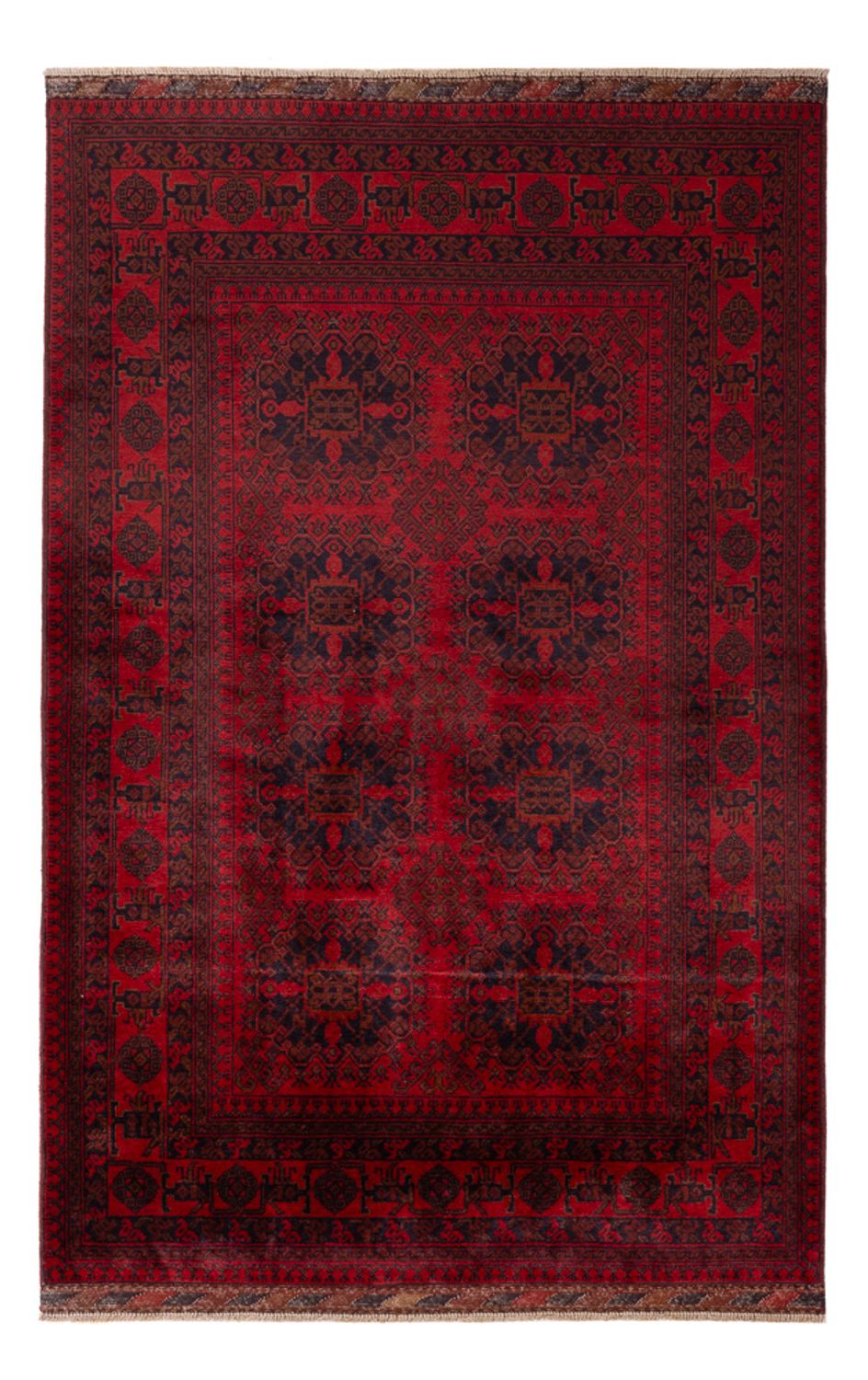 Tapis afghan - Kunduz - 197 x 127 cm - rouge