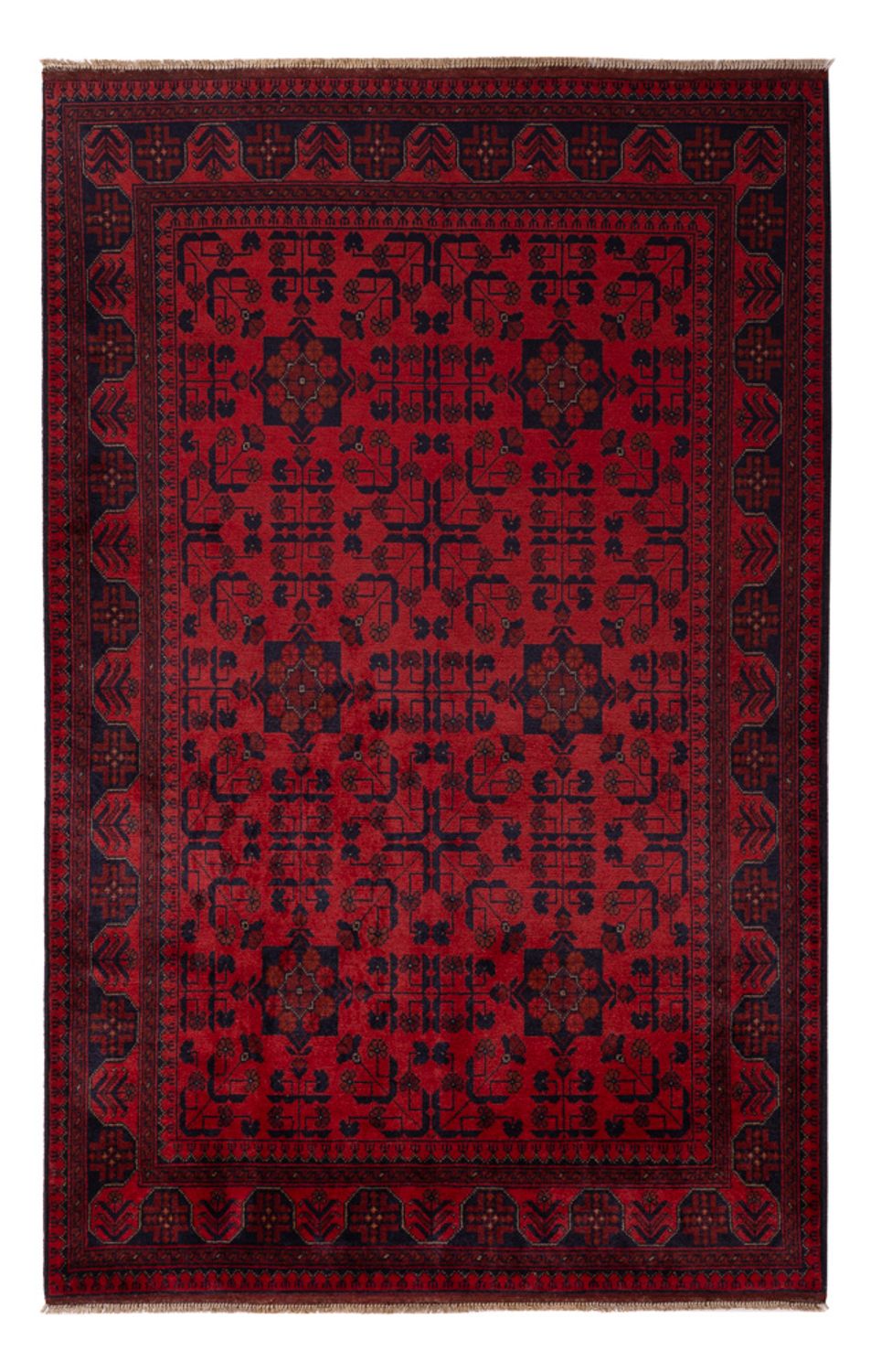 Tapis afghan - Kunduz - 203 x 128 cm - rouge