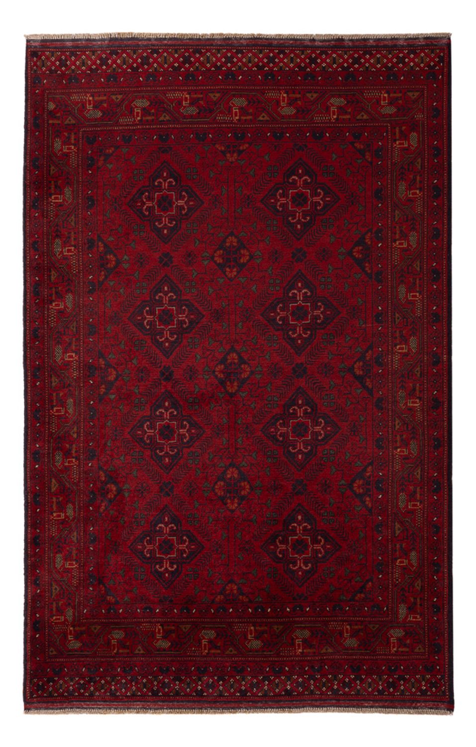 Tapis afghan - Kunduz - 194 x 121 cm - rouge