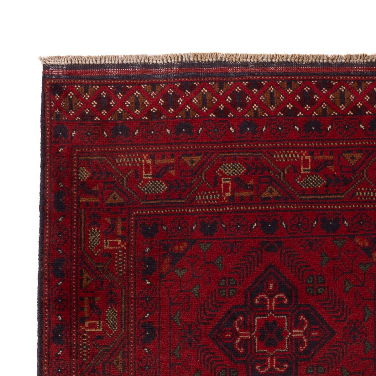 Tapis afghan - Kunduz - 194 x 121 cm - rouge