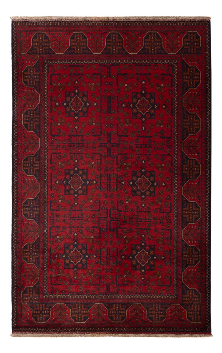 Tapis afghan - Kunduz - 201 x 126 cm - rouge