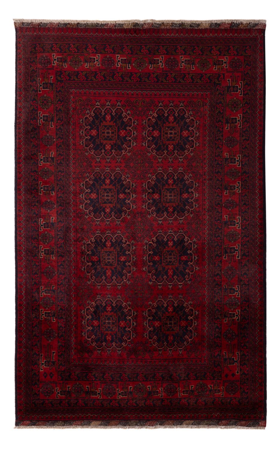 Tapis afghan - Kunduz - 202 x 127 cm - rouge