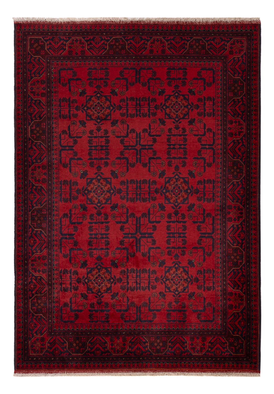 Tapis afghan - Kunduz - 196 x 130 cm - rouge
