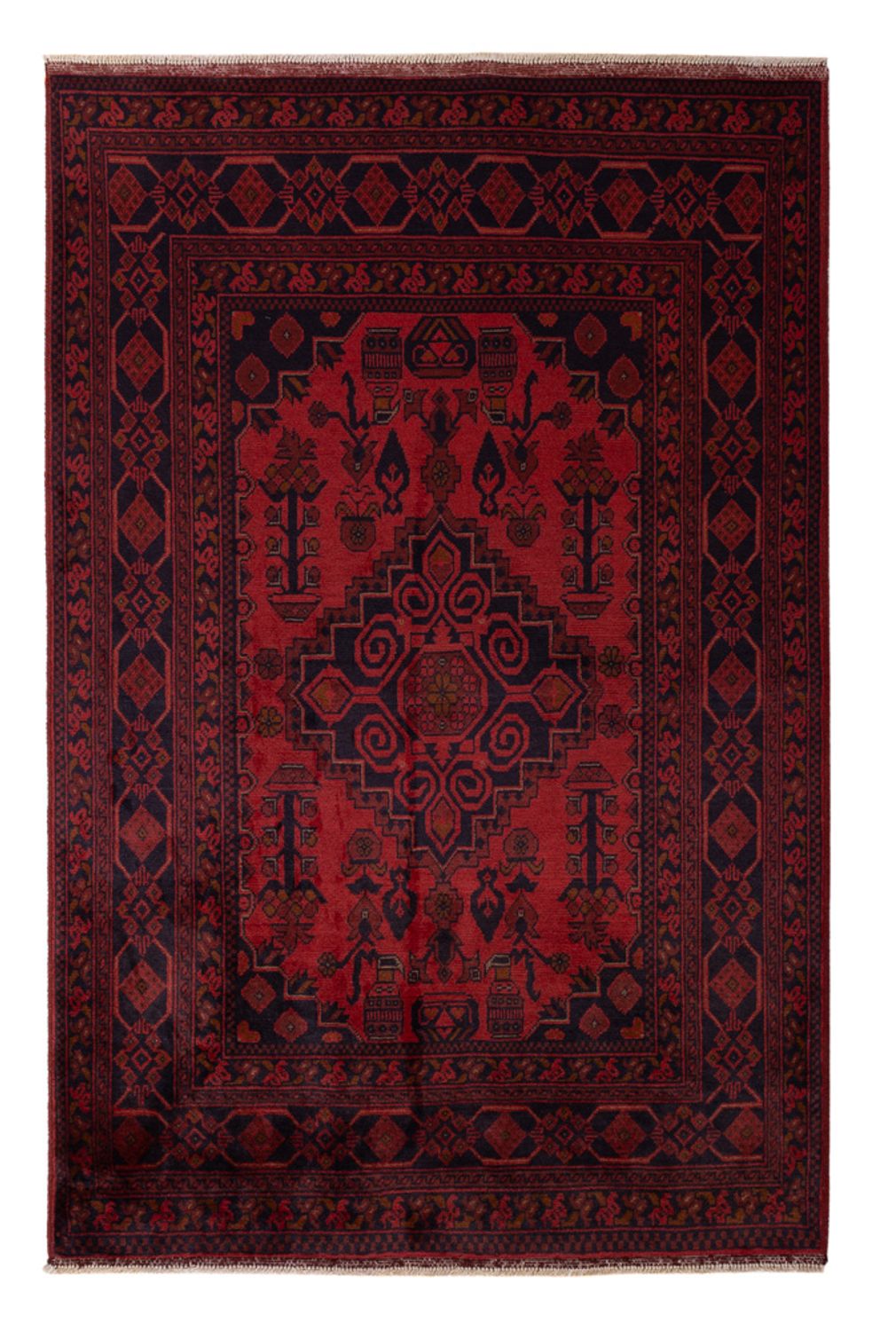 Tapis afghan - Kunduz - 192 x 122 cm - rouge