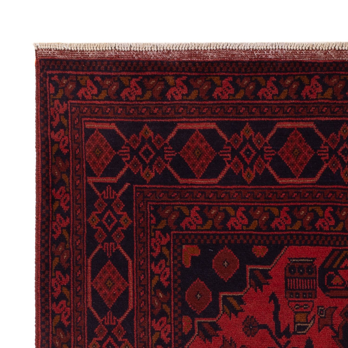 Tapis afghan - Kunduz - 192 x 122 cm - rouge