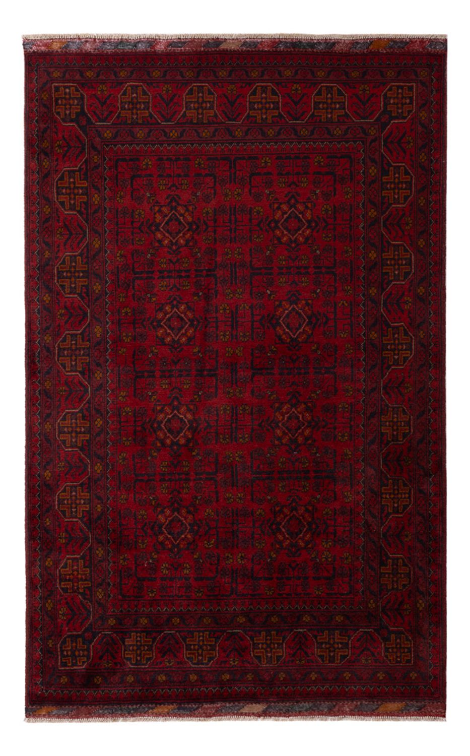 Tapis afghan - Kunduz - 197 x 127 cm - rouge foncé