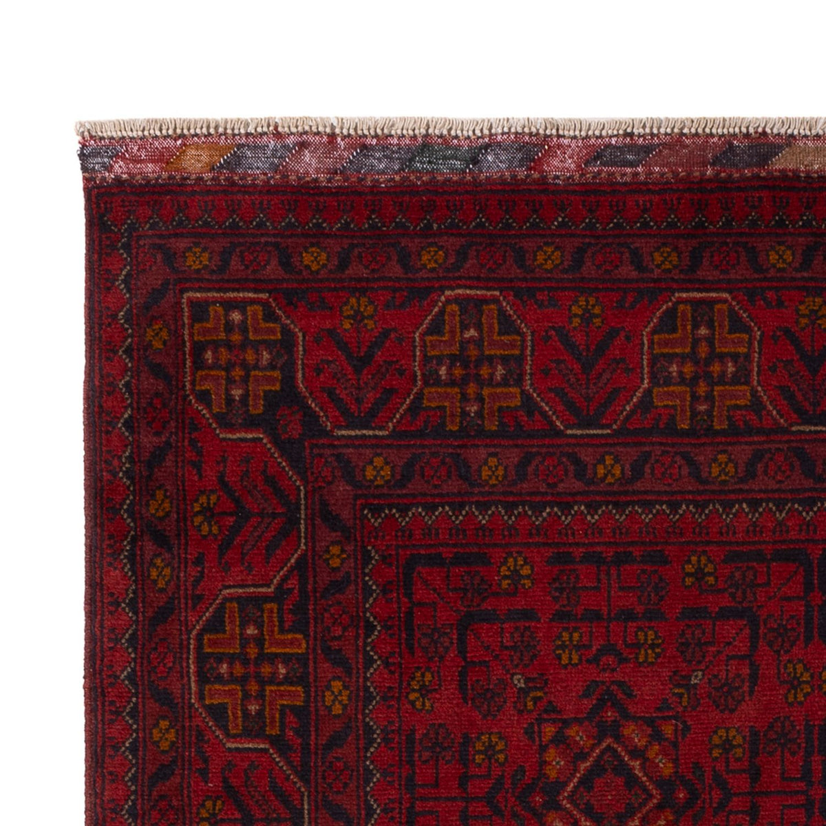 Tapis afghan - Kunduz - 197 x 127 cm - rouge foncé