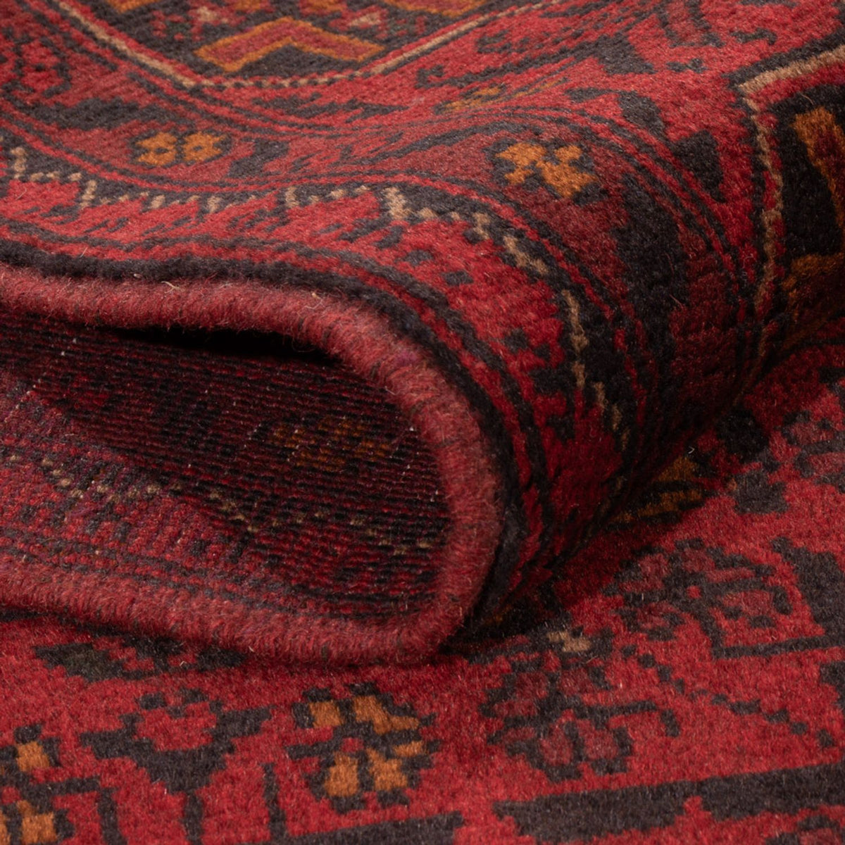 Tapis afghan - Kunduz - 197 x 127 cm - rouge foncé