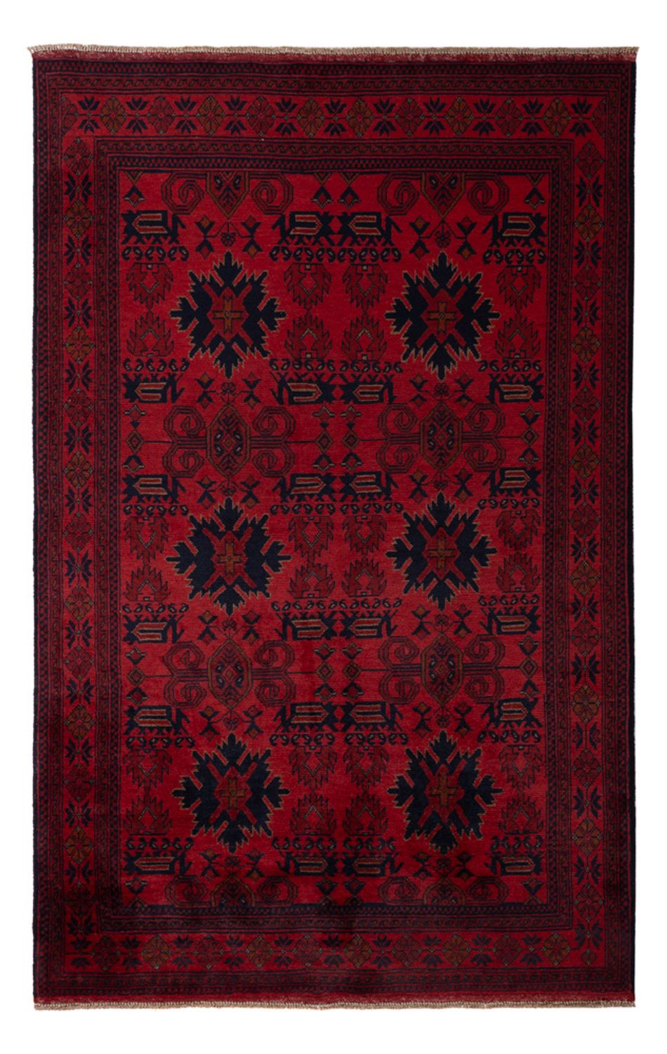 Tapis afghan - Kunduz - 199 x 123 cm - rouge foncé