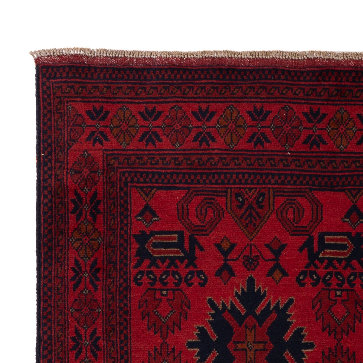 Tapis afghan - Kunduz - 199 x 123 cm - rouge foncé