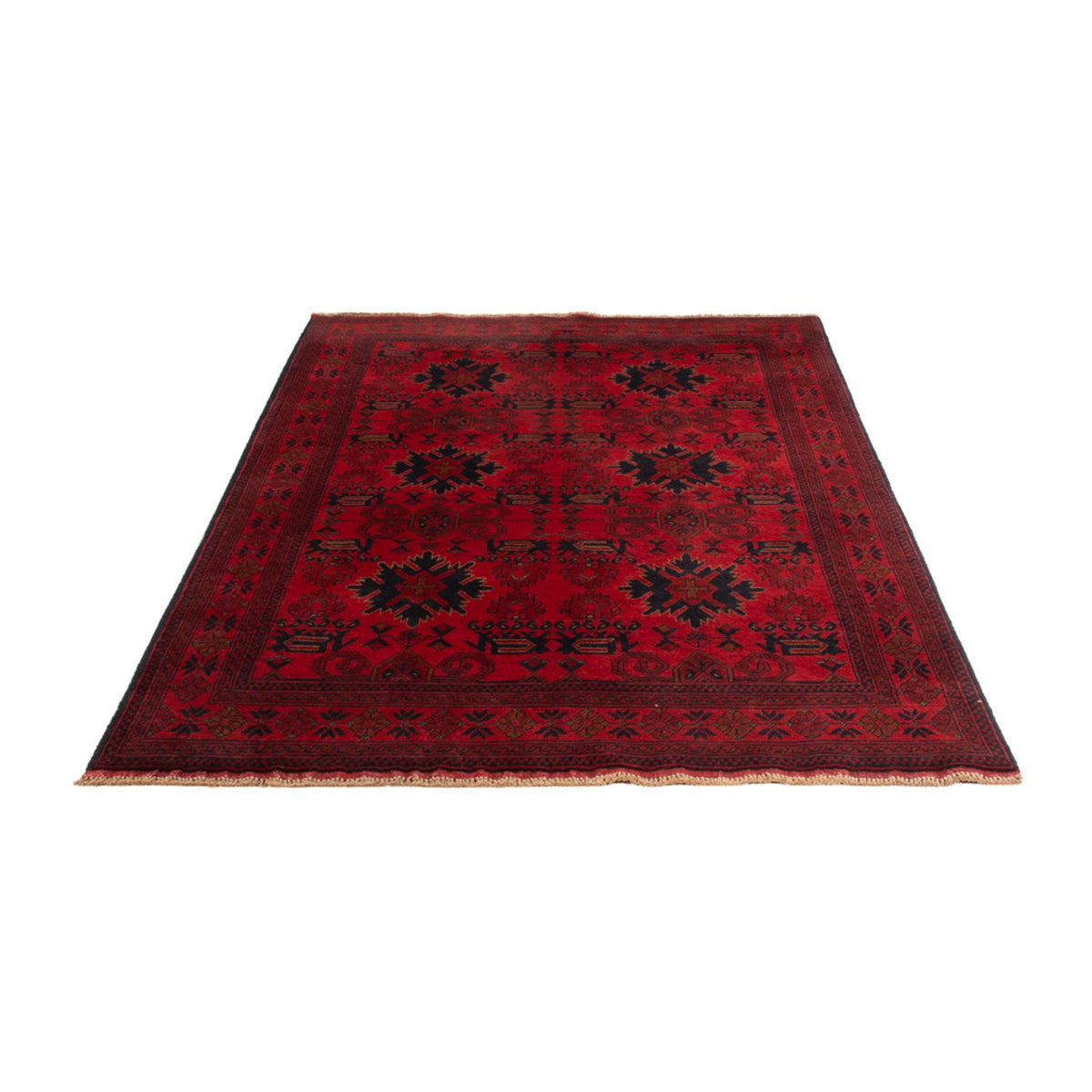 Tapis afghan - Kunduz - 199 x 123 cm - rouge foncé