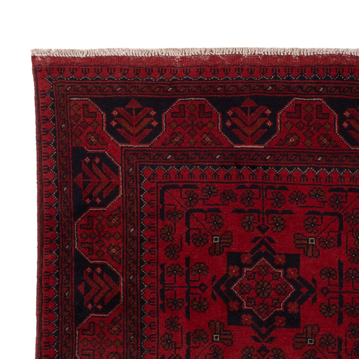 Tapis afghan - Kunduz - 199 x 124 cm - rouge foncé