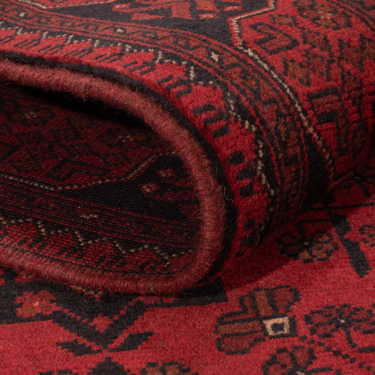 Tapis afghan - Kunduz - 199 x 124 cm - rouge foncé
