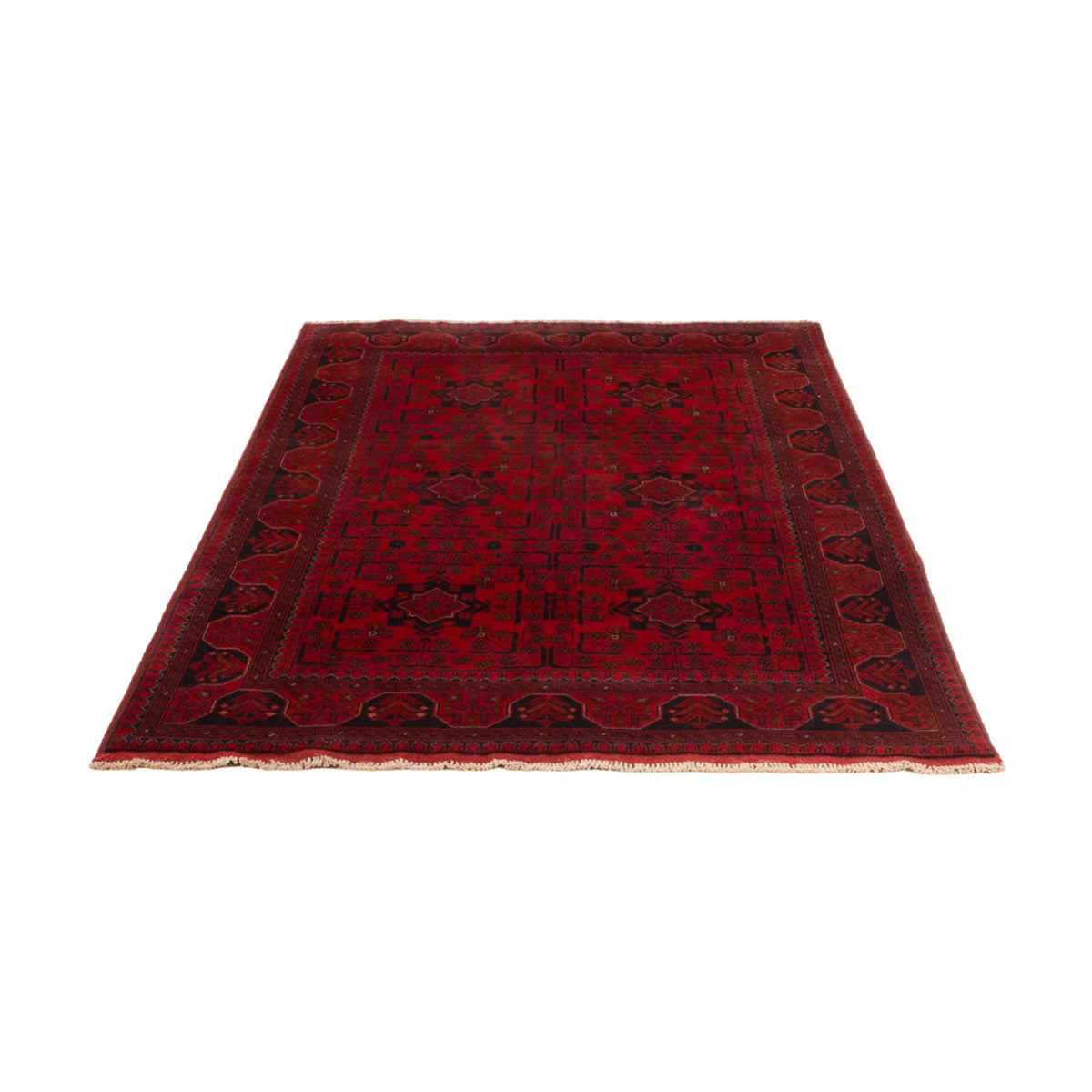 Tapis afghan - Kunduz - 199 x 124 cm - rouge foncé