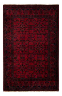 Tapis afghan - Kunduz - 201 x 129 cm - rouge foncé