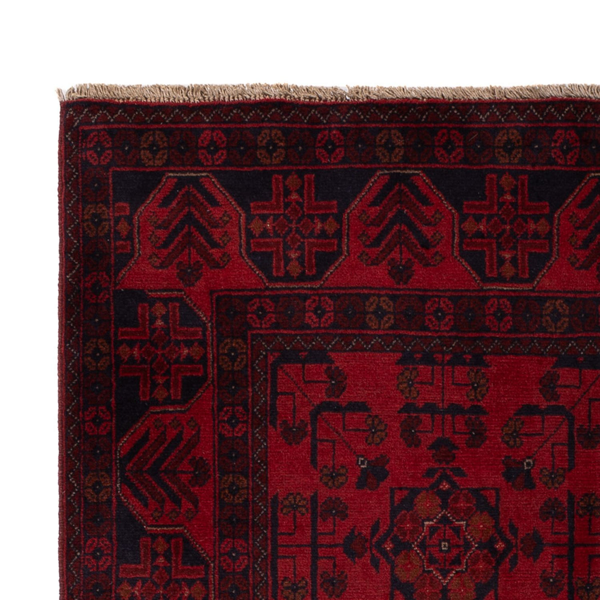 Tapis afghan - Kunduz - 201 x 129 cm - rouge foncé