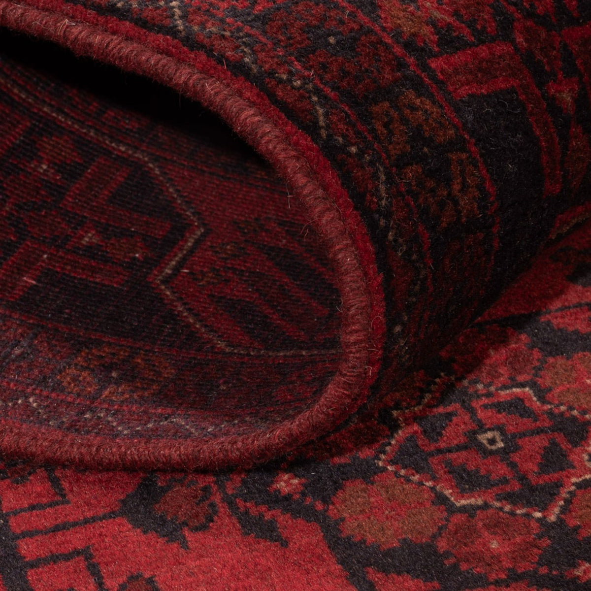 Tapis afghan - Kunduz - 201 x 129 cm - rouge foncé