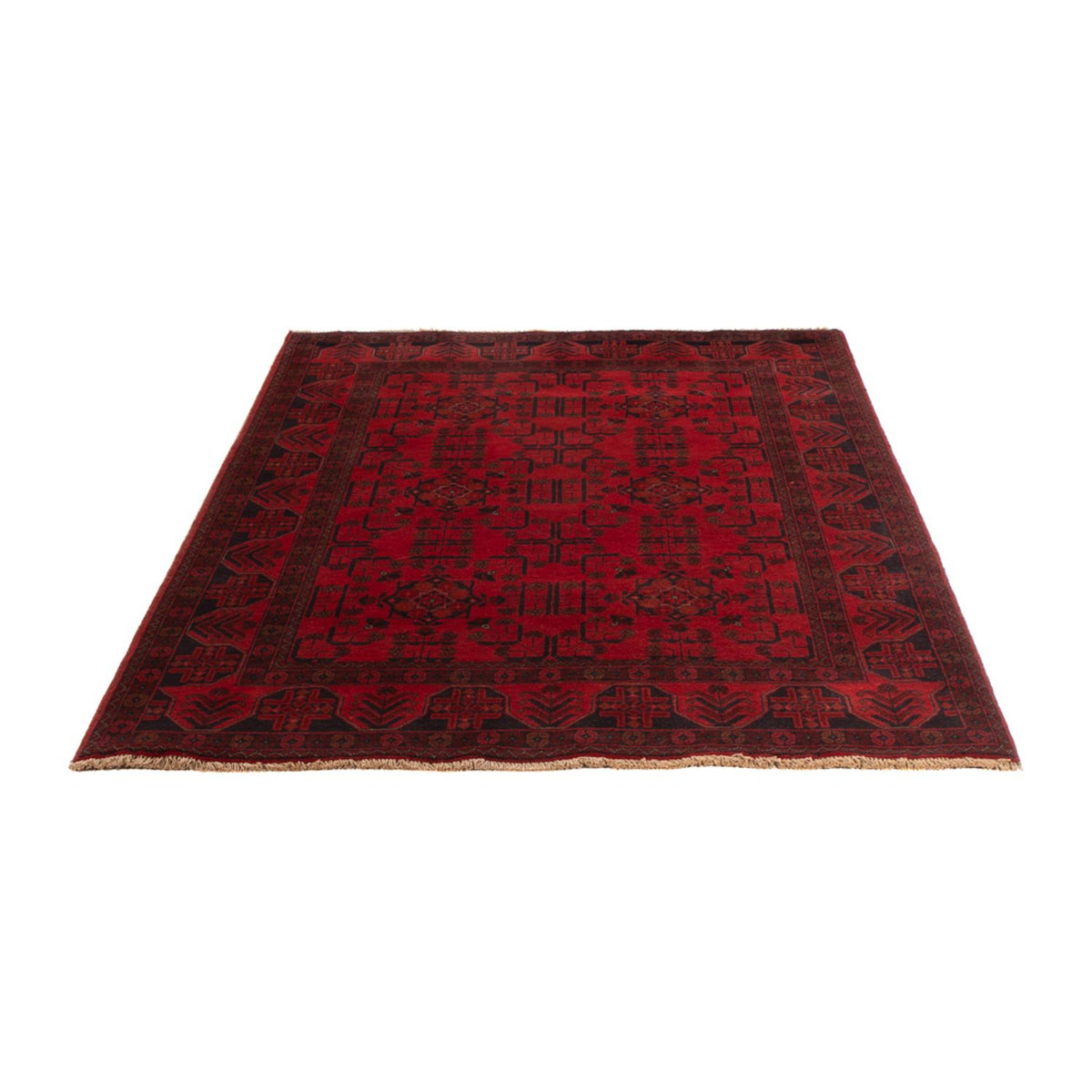 Tapis afghan - Kunduz - 201 x 129 cm - rouge foncé