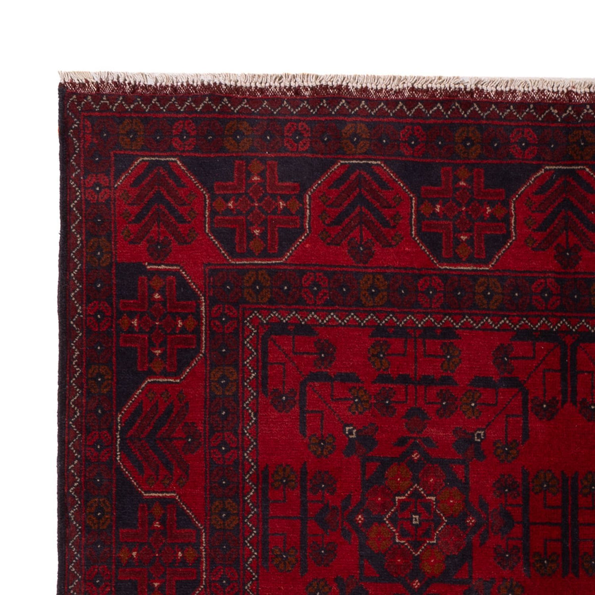 Tapis afghan - Kunduz - 201 x 126 cm - rouge foncé