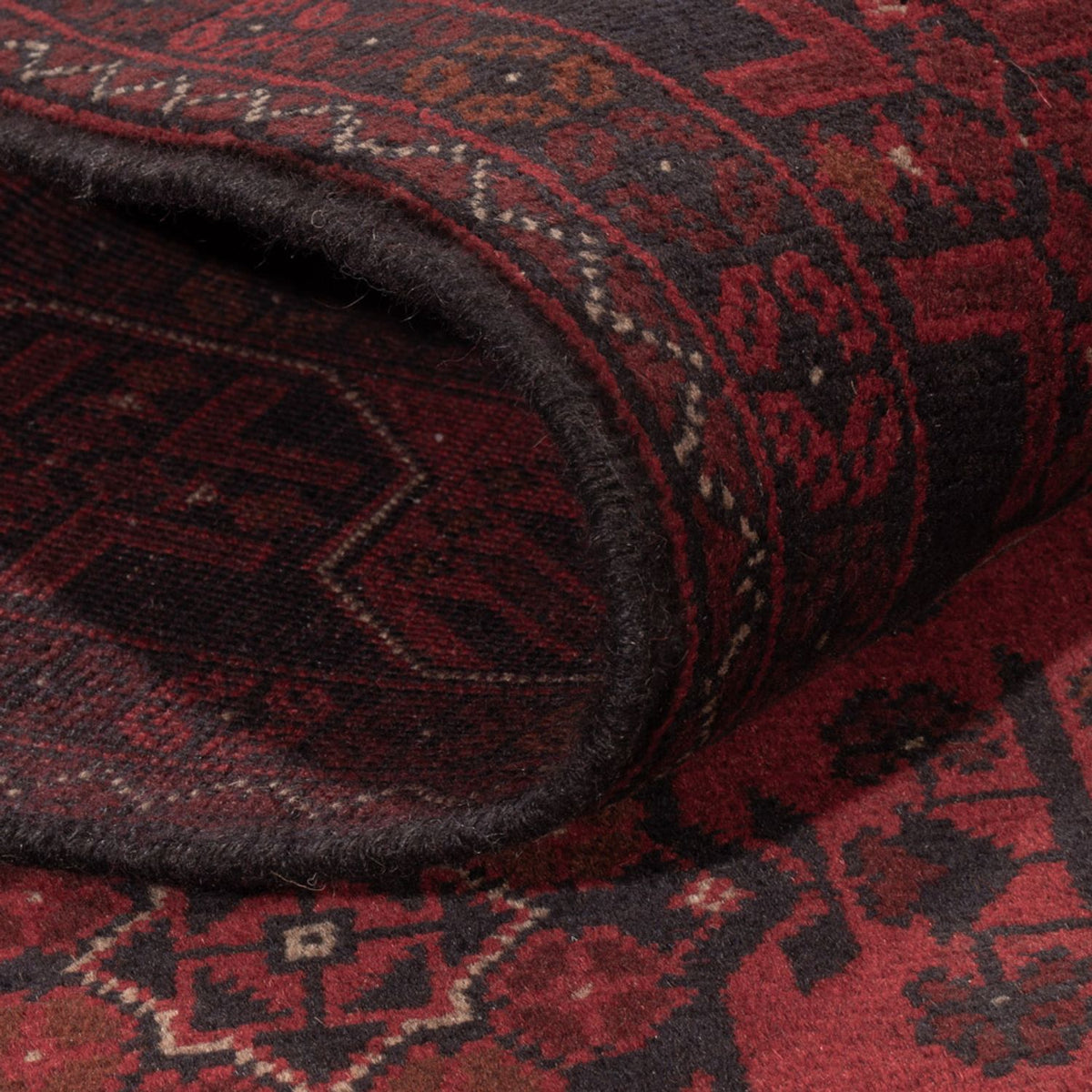 Tapis afghan - Kunduz - 201 x 126 cm - rouge foncé