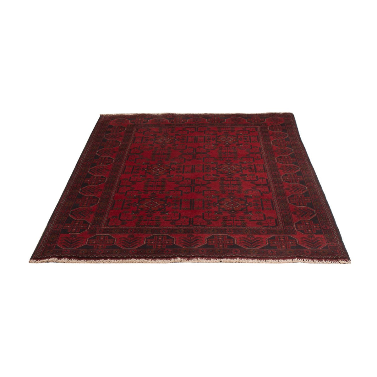 Tapis afghan - Kunduz - 201 x 126 cm - rouge foncé