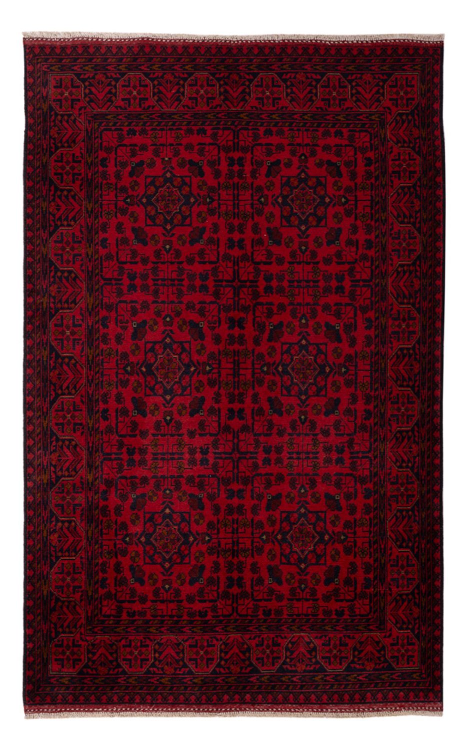 Tapis afghan - Kunduz - 200 x 127 cm - rouge foncé
