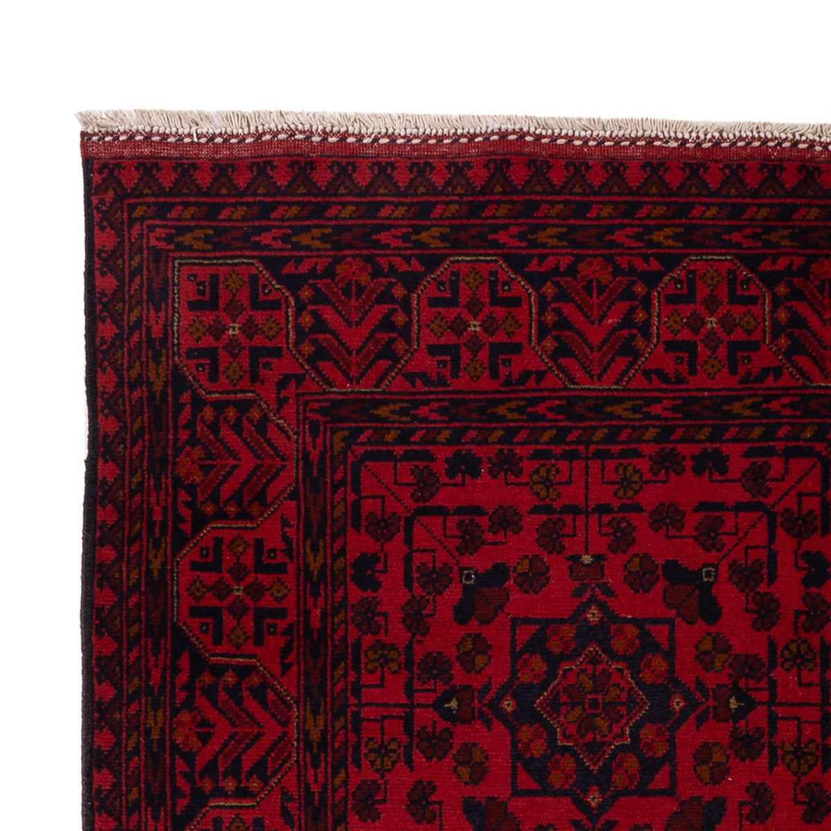 Tapis afghan - Kunduz - 200 x 127 cm - rouge foncé