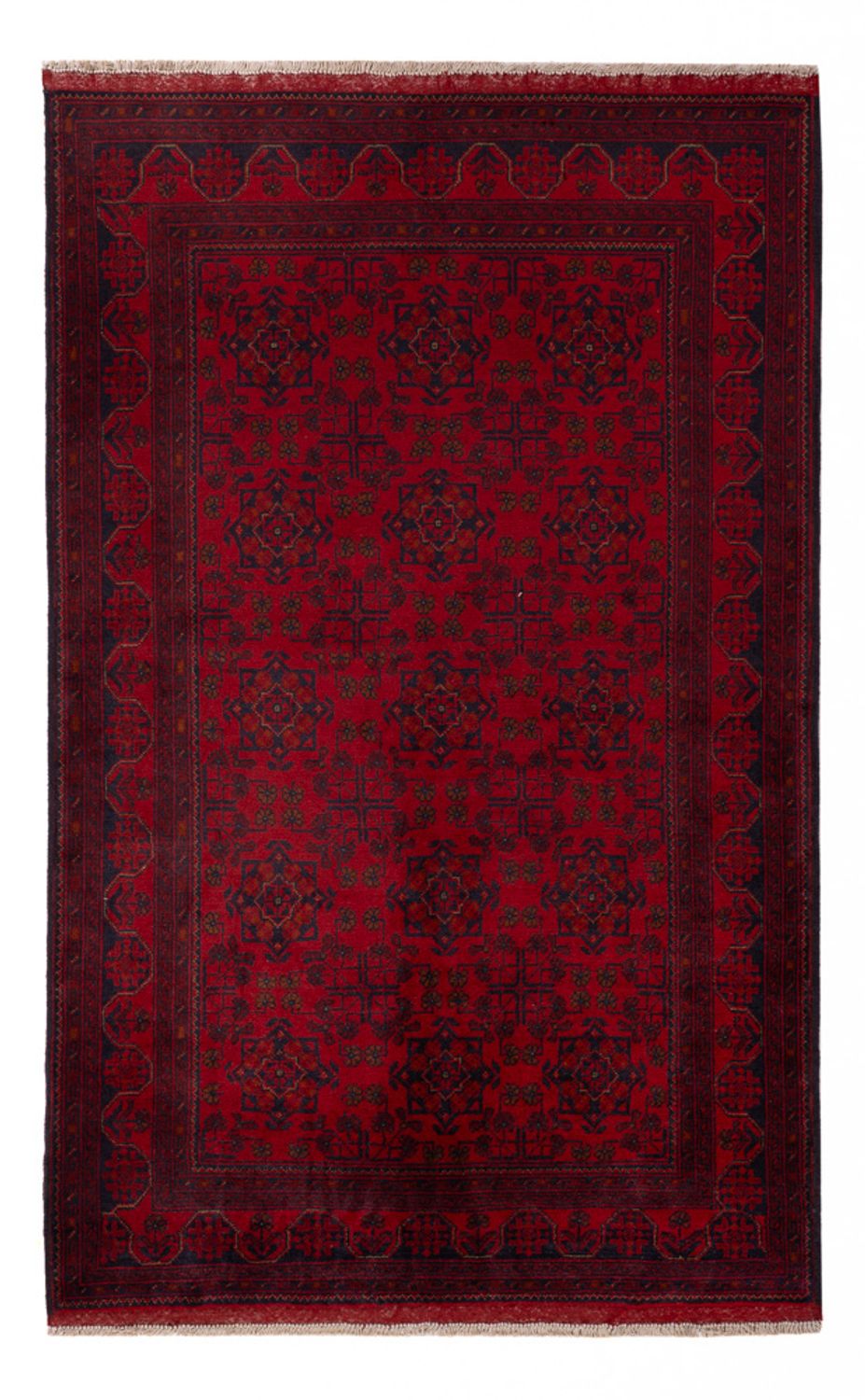 Tapis afghan - Kunduz - 195 x 123 cm - rouge foncé