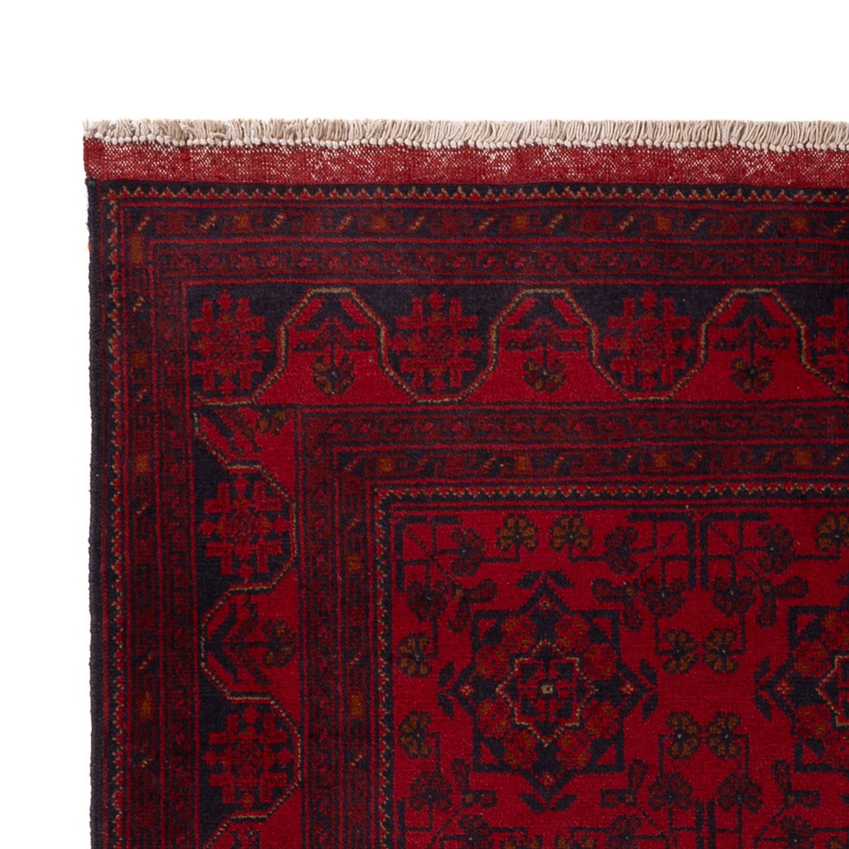 Tapis afghan - Kunduz - 195 x 123 cm - rouge foncé