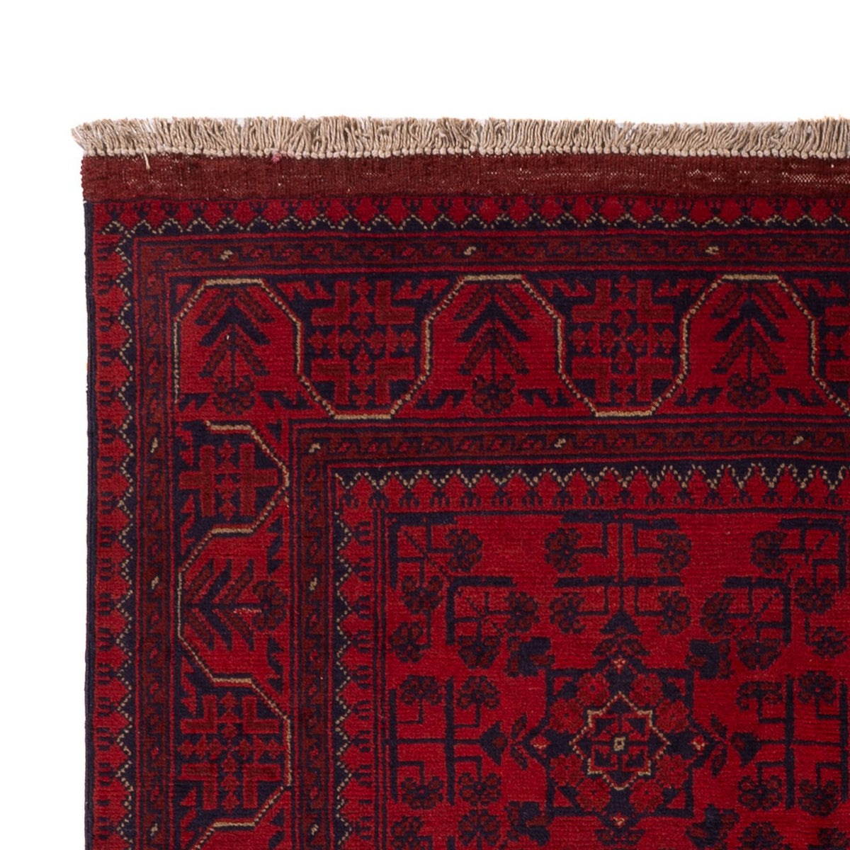 Tapis afghan - Kunduz - 193 x 124 cm - rouge foncé